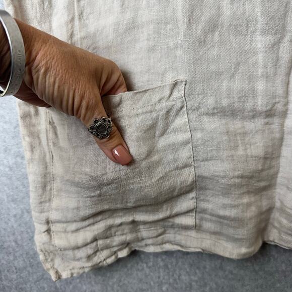 Francesca Bettini Linen Top Womens Sz Medium Made In Italy Beige Lagenlook Tunic - Picture 5 of 9